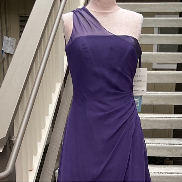 Jordon amethyst purple one shoulder maxi prom pageant gown NWT size 10 - Picture 2 of 14